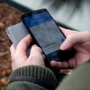 Mobile user viewing a map